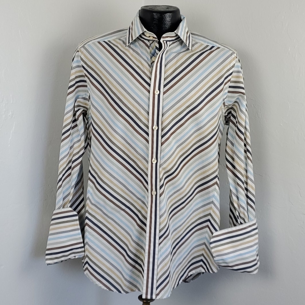 Robert Graham Men’s Dress Shirt Long Sleeve Button Down Striped M